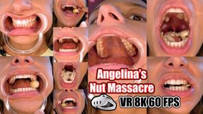 VR 3D 8K - Angelina’s Mouth Fetish Close-Up: Lip Spreader Teeth Tour, Massive Bite Power Crushing Thick Brazil Nuts & Banana chips into Creamy Mush – Open Mouth Chewing, Saliva Mix, Swallow Tease for Tooth & Jaw Lovers!
