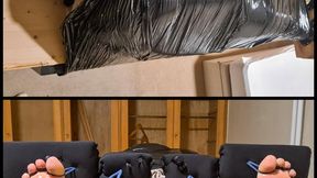 Gagged, Blindfolded, and Mummified — Completely Helpless for Foot Tickling