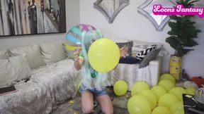 Miku stomp pops multiple balloons with different shoes and barefoot copy