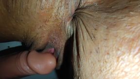 I grabbed my stepsister's enormous dildo and hid in the bathroom to shove it into my hot pussy.