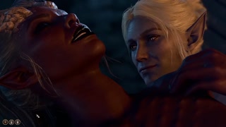 Tiefling cucks Lae'Zel at camp party with Minthara