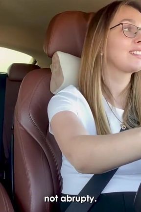 Let me thank you with a blowjob ? OK! Stepmother off her stepson for driving lessons
