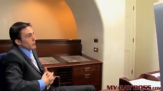Boy coworker with boss having anal in their office too
