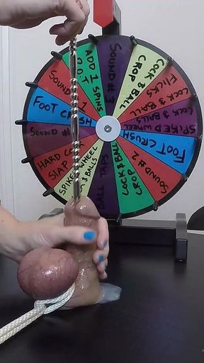She Inserts a 30cm Probe All the Way Into His Meaty Cock. Playing BDSM Roulette.