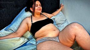 White BBW Nicole teases after her fat belly stuffing