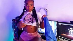 A curvy ebony babe begged for a worker's thick cock right in the office