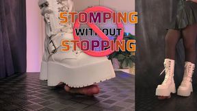 Stomping without Stopping in White Platform Boots (Slave Double Version) - TamyStarly - Cock Balls Crush Trample, Shoejob, Bootjob, CBT, Ballbusting, Trampling, Stomping