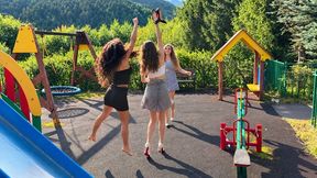 Louboutin So Kate 120 vs Le Silla — 3 Models Turn a Playful Shoe Game Into a Crazy Battle! Stealing, Hiding, Jumping & Even a Dirty Trash Bin