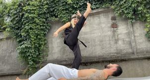 Karate Goddess Aura’s Barefoot Kick Domination – Groin Kicks, High Kicks & Powerful Feet