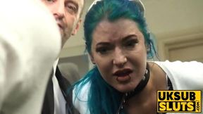 UKSubSluts com - Extremely sexy sub's ass destruction in BDSM threesome and pleasure