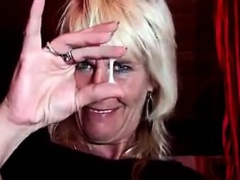 Blonde Granny Shows Of Her Hairy Pussy