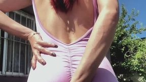 Yoga Pants Ass Tease While Smoking