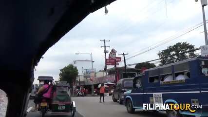 Petite Filipina babe is sucking a big cock before getting pounded!