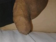Slowly growing flaccid uncircumcised cock drooling precum, feels so nice!