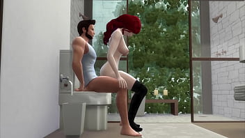 JEAN GRAY AND WOLVERINE IN THE BATHROOM WHILE THE CYCLOPS WAITS FOR HER IN THE RESTAURANT