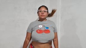 Big Breast Latina Bounces Around in Her Underwear