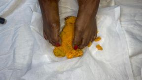 Smashing a Sweet Potato Underfoot