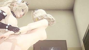 Mario Bross Hentai - Bowssette Futanari Fucks Rosalina in kneeks - Japanese Asian Manga Anime Game Porn