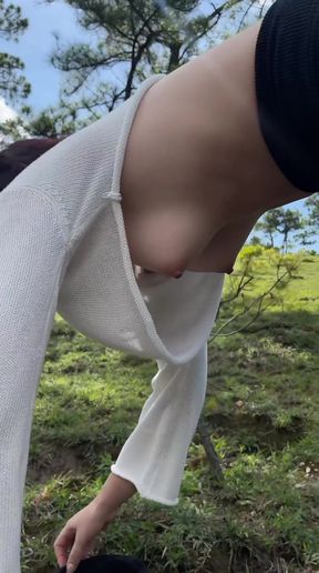 Woman doing handstand in outdoor setting