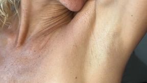 licking my armpits. I spit on them and on my tits