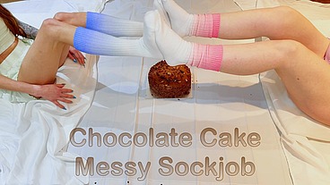 Pastel Crush! Chocolate cake and cock addition! Foot fetish