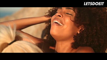 Ebony has beach sex with blonde teen - LETSDOEIT