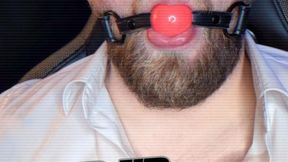 BALLGAGGED AND BOUND AT WORK - Wolfgang White Struggling