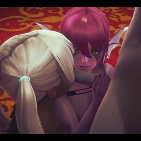 Furry Hentai - Rabbit Girl and Girl Having Sex with Two Cats Boys - Japanese Asian Manga Anime Film Game Porn