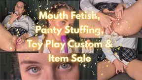Mouth fetish, panty stuffing, toy play - Custom & Sale