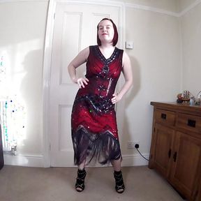 Dancing in Vintage dress and Stockings