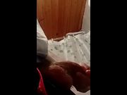 My hard cock spurting hot cum into my mouth and dripping cum from my lips.
