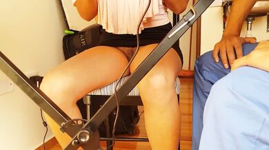 Under student mini skirt without panties