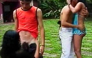Amateur filthy group ass friggin at the picnic