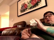 Rich Fat Man Has Warm and Relaxing Solo Masturbation Session in Cabin