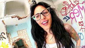 Sexy Girl Raquel Abril with Glasses talk to Fuck by Stranger Guy