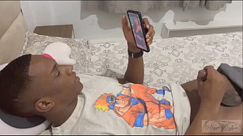Amateur stepson jerks off while eating his hot MILF stepmom's ass