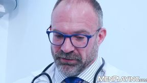 Dr Dan gives Bastian Karim thorough testicular examination