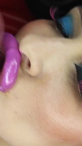 Huge Lips Bimbo with Fresh Filler Sucks Cock, Does Lipjob