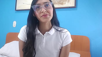 Shy but very sexy college stepsister fucking with stepbrother in a short mini skirt