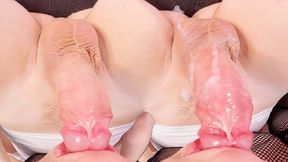 Sucking Cock in 69 Position, Spitting on Cock, Licking Balls, Cum in Mouth, Smearing Cum from My Point of View - Female POV Amateur Blowjob