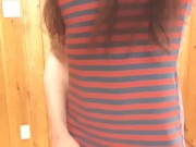 Up dress cock ring and plugged sissy tease