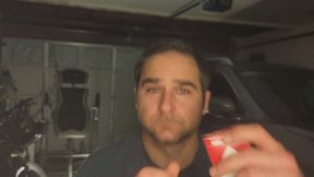Guy smoking a Marlboro Red 100 in the garage Sexy smoking