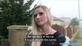 Public Agent Tight pussy fucked in a car