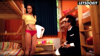 Hostel Hookup: Young Brunette Cheats with Older Businessman for Rough Hotel Sex