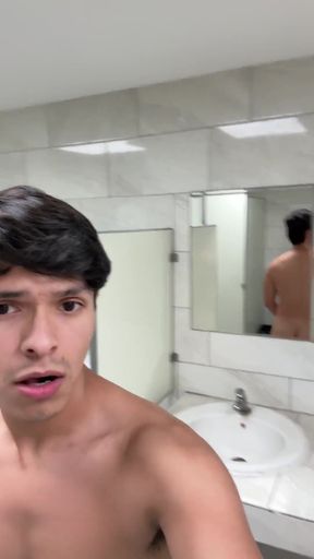 Masturbating in a public restroom   Clip 1