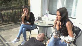 Olga and Natasa are smoking on the terrace wmv