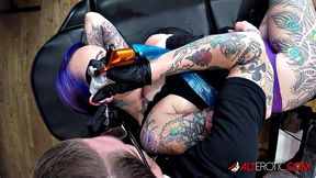 Tattooed Mom Ear Tattoo High Angle Footage