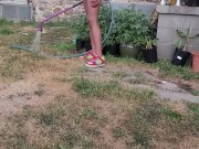 KennieJai get CAUGHT gardening and jerking off