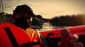 Memories of the Past Summer. Twink Jerks off Her Cock in the Middle of the River