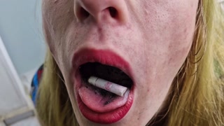 Smoking fetish. Human ashtray for Dominatrix Nika